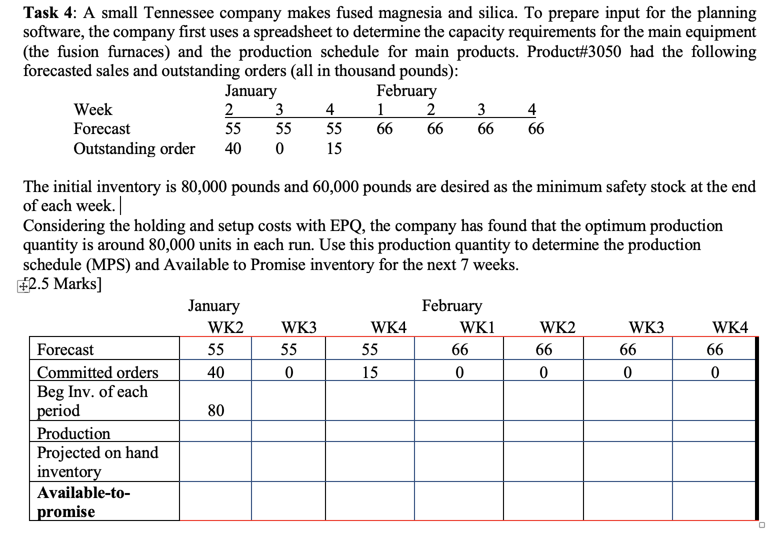 Solve please Task 4 : A small Tennessee company