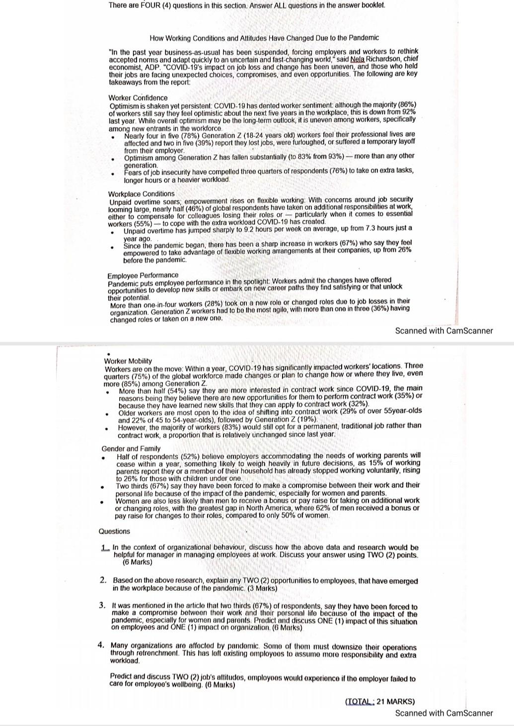 There are FOUR (4) questions in this section.