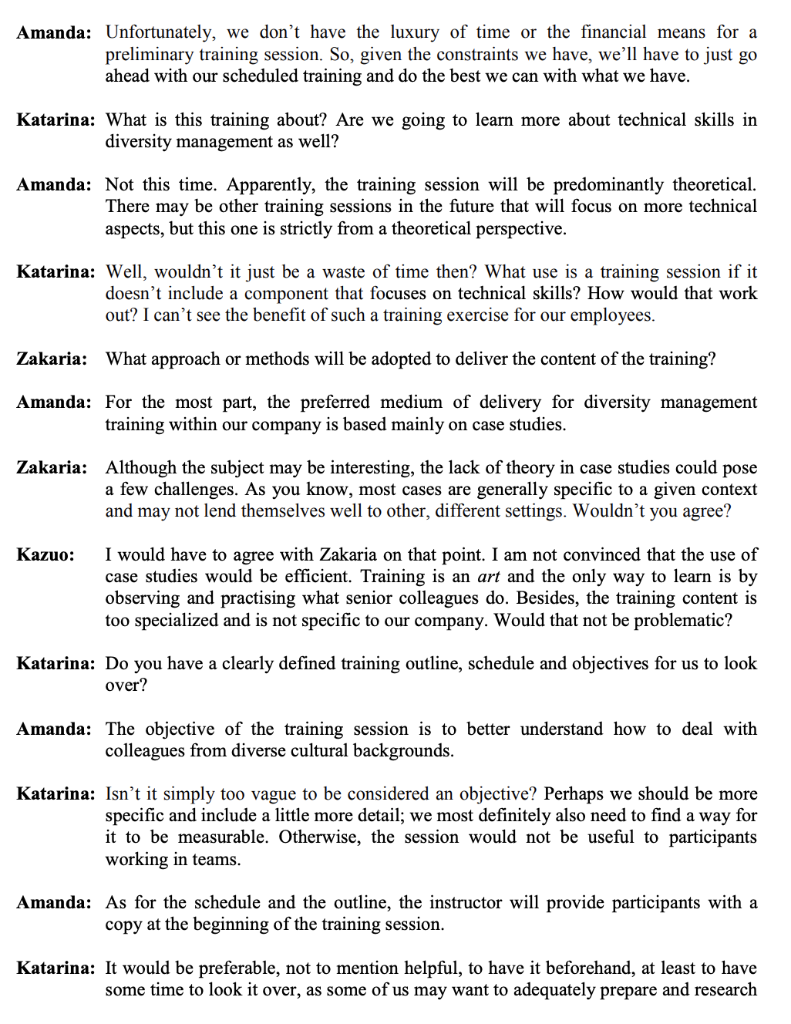 Managing Multicultural Team Training Case