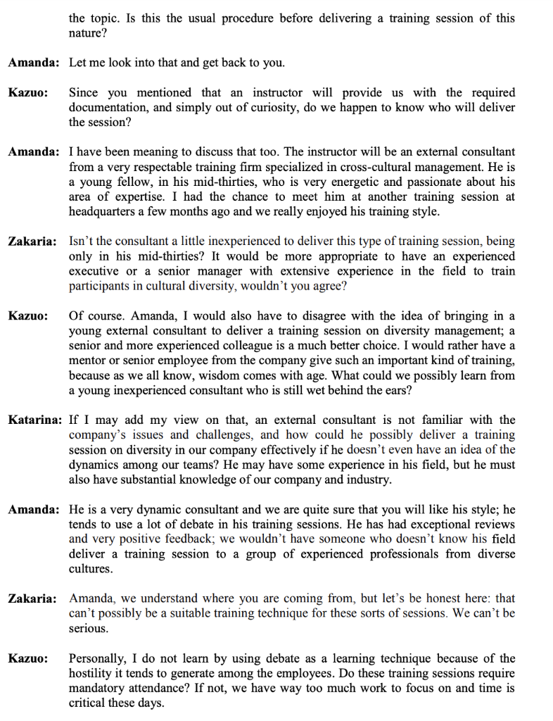 Managing Multicultural Team Training Case