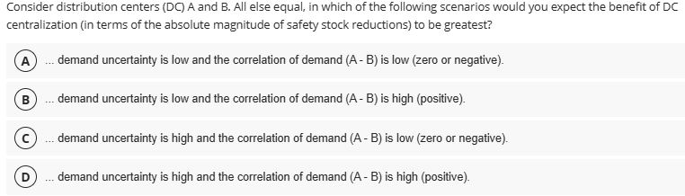 Consider distribution centers ( DC ) A and B .