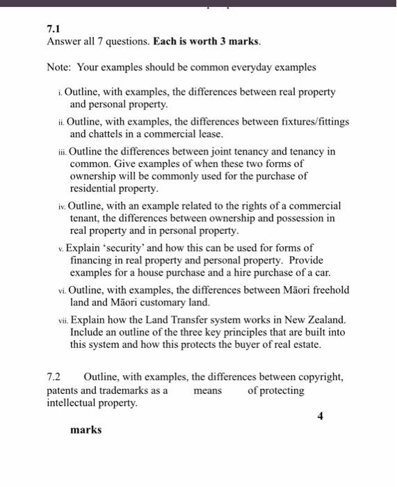 100 words per question 7.1 Answer all 7