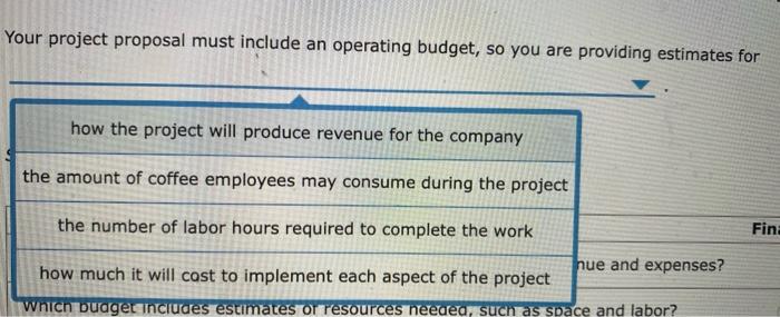 Your project proposal must include an operating