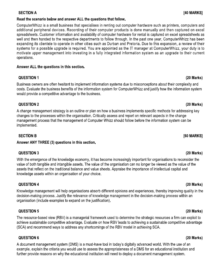 Read the scenario below and answer ALL the