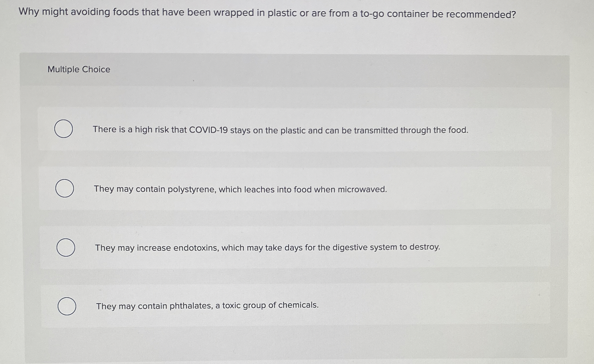 Why might avoiding foods that have been wrapped