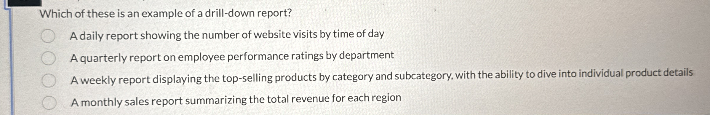 Which of these is an example of a drill - down