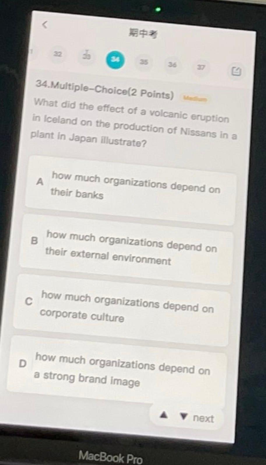 3** 35 30 34. Multiple-Choice(2 Points) What did