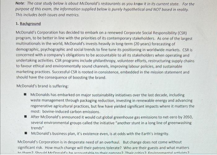 Note: The case study below is about McDonald's