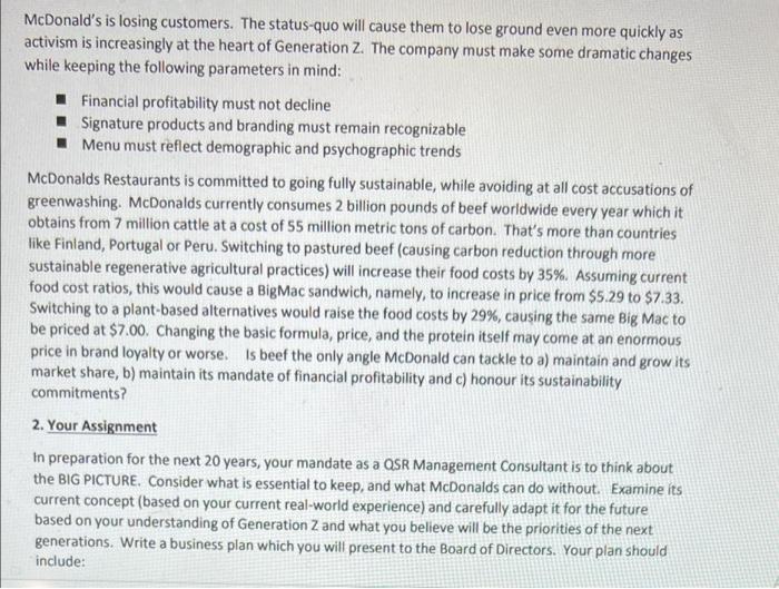 Note: The case study below is about McDonald's