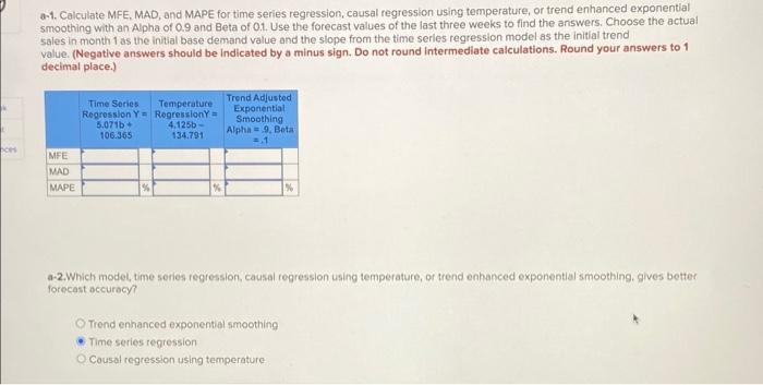 Temperature Sales Use the following table to