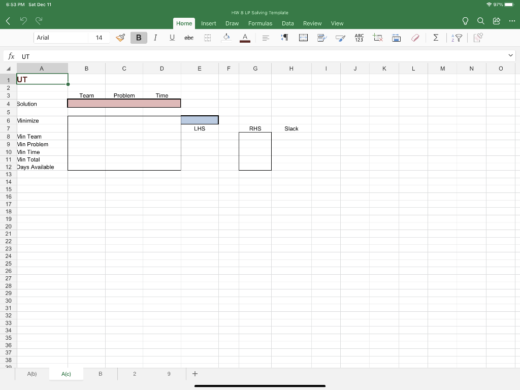 6:53 PM Sat Dec 11 97% HW B LP Solving Template