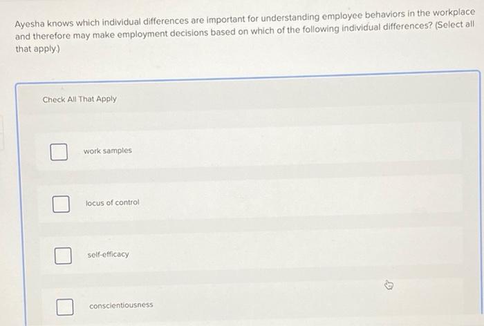 Ayesha knows which individual differences are
