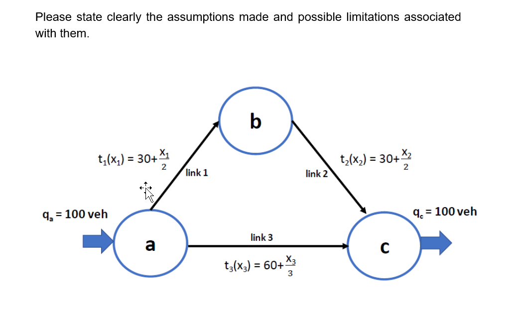 Consider a road network that connects nodes a, b