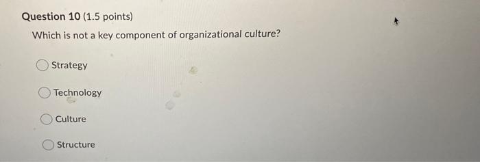 Question 10 (1.5 points) Which is not a key