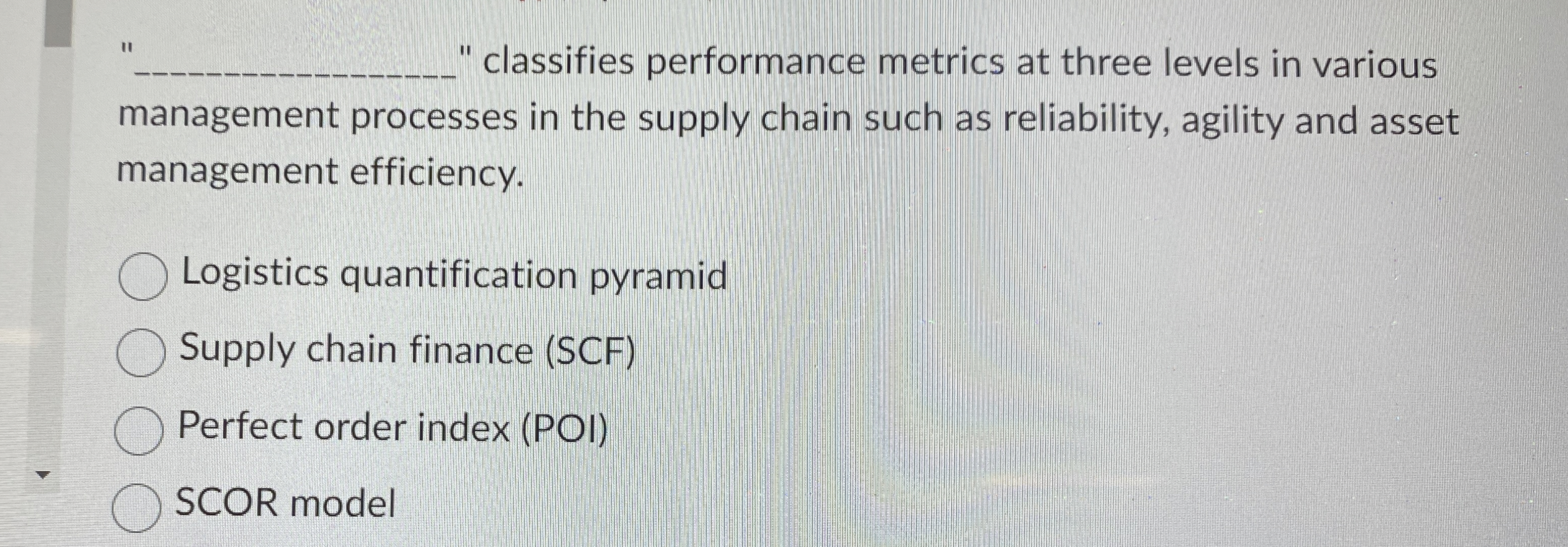 " classifies performance metrics at three levels