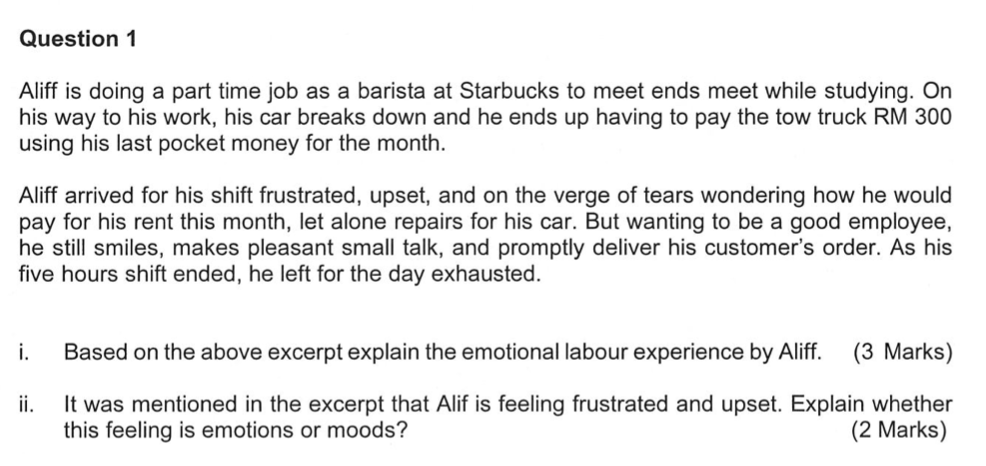 Question 1 Aliff is doing a part time job as a