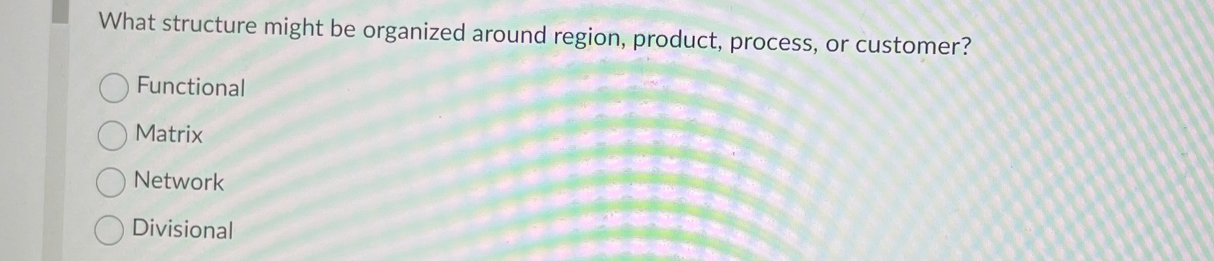 What structure might be organized around region,