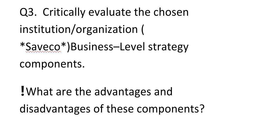 Q3. Critically evaluate the chosen