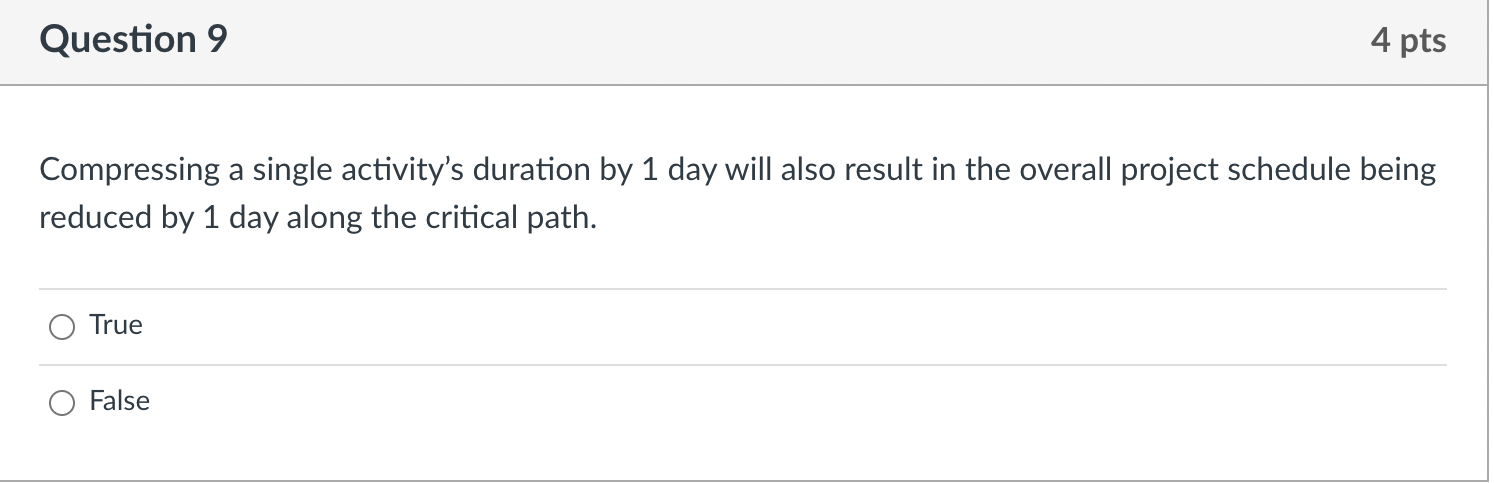 Question 9 4 pts Compressing a single activity's