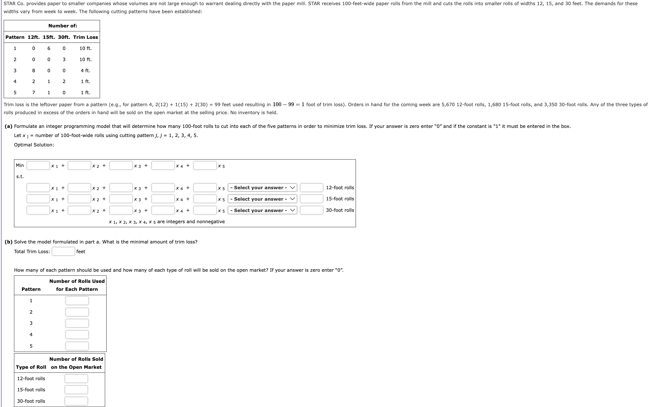 widths vary from week to week. The following