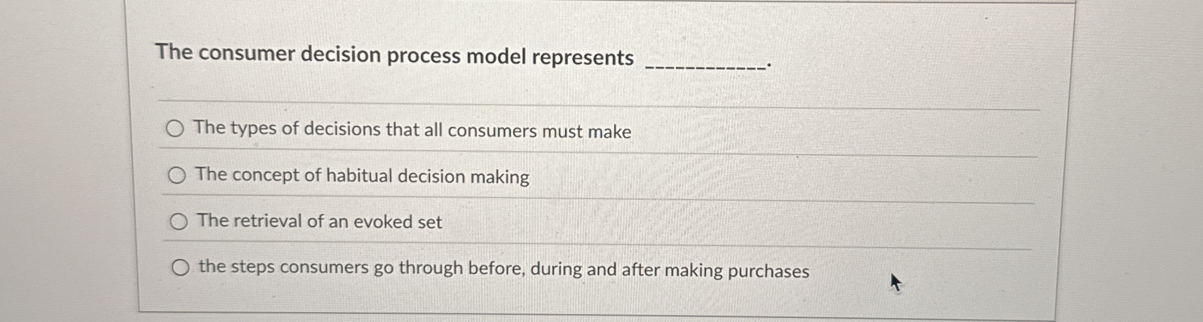 The consumer decision process model represents q