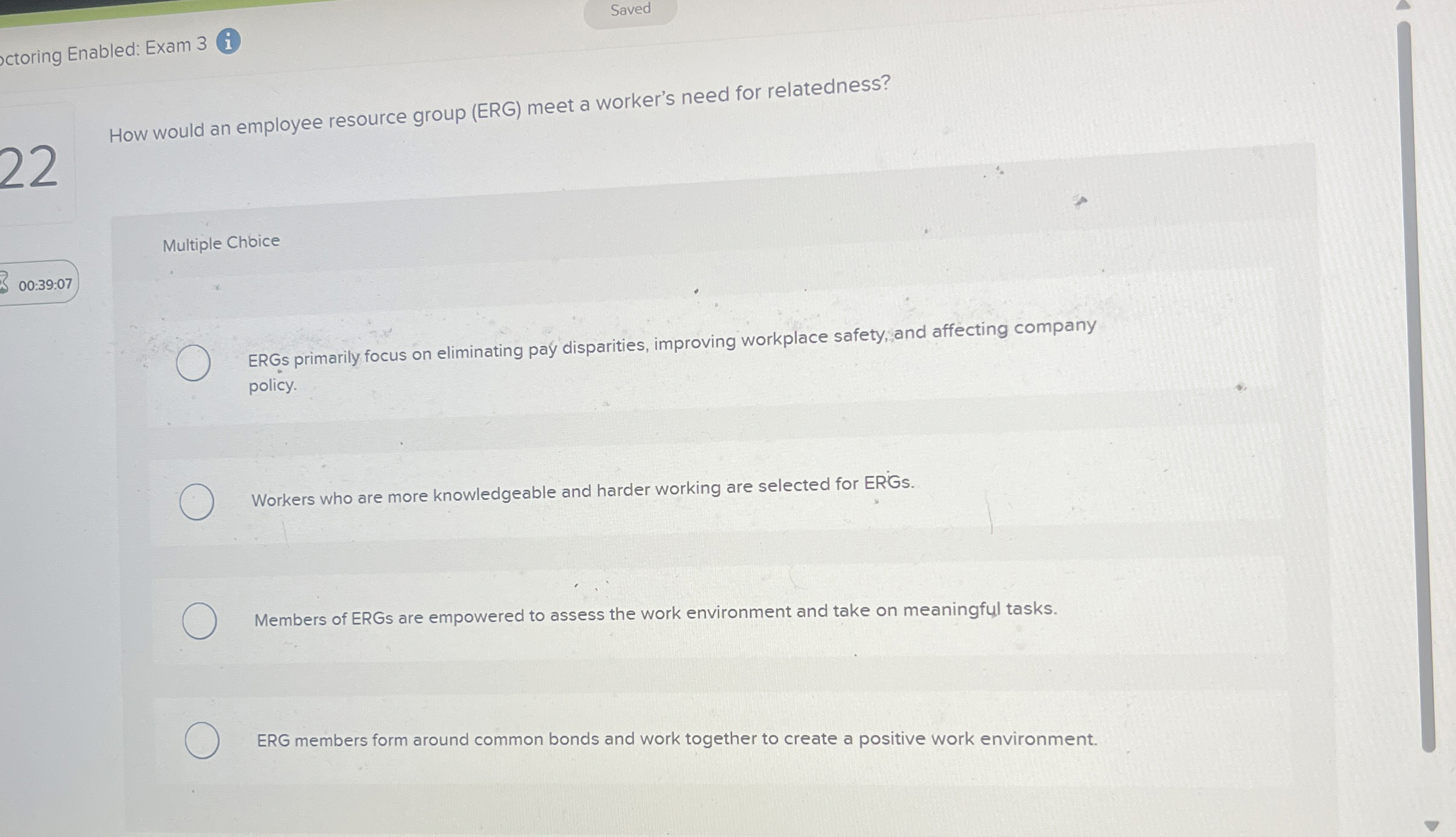 ctoring Enabled: Exam 3 Saved 2 2 How would an