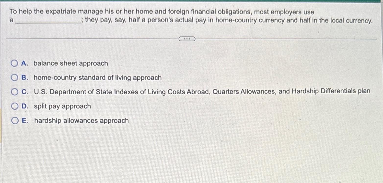 To help the expatriate manage his or her home and