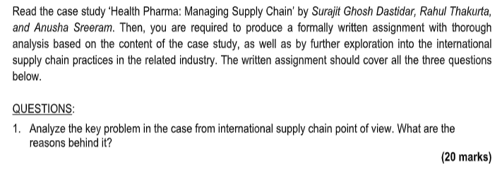 Read the case study 'Health Pharma: Managing