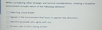 When considering other strategic and tactical