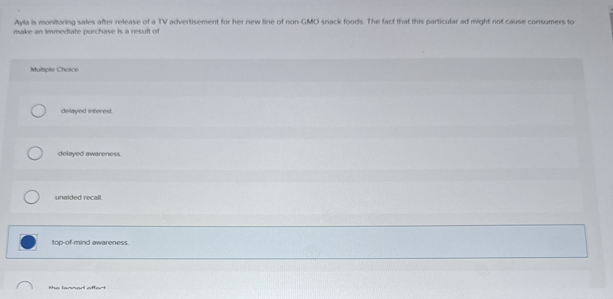 Ayla is monitoring sales after release of a TV