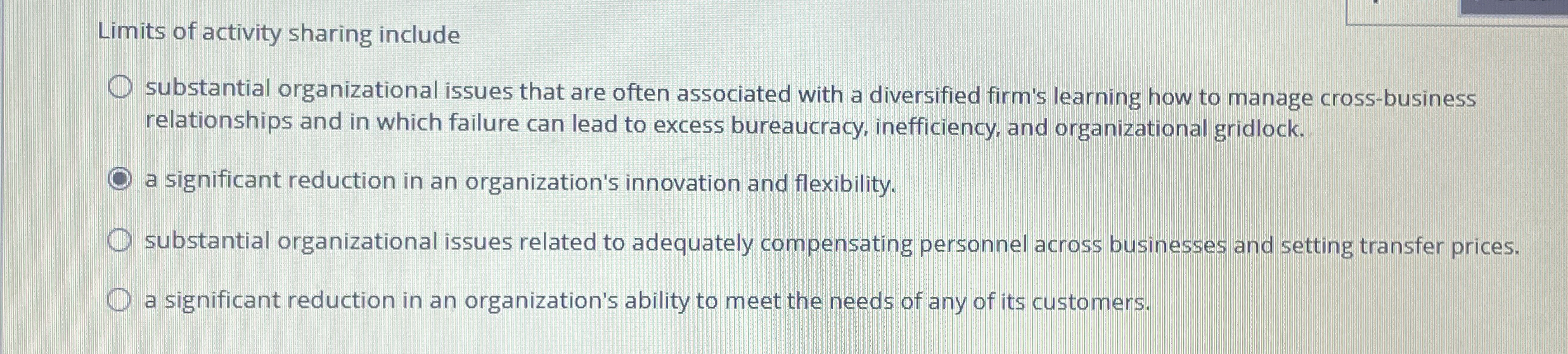 Limits of activity sharing include substantial