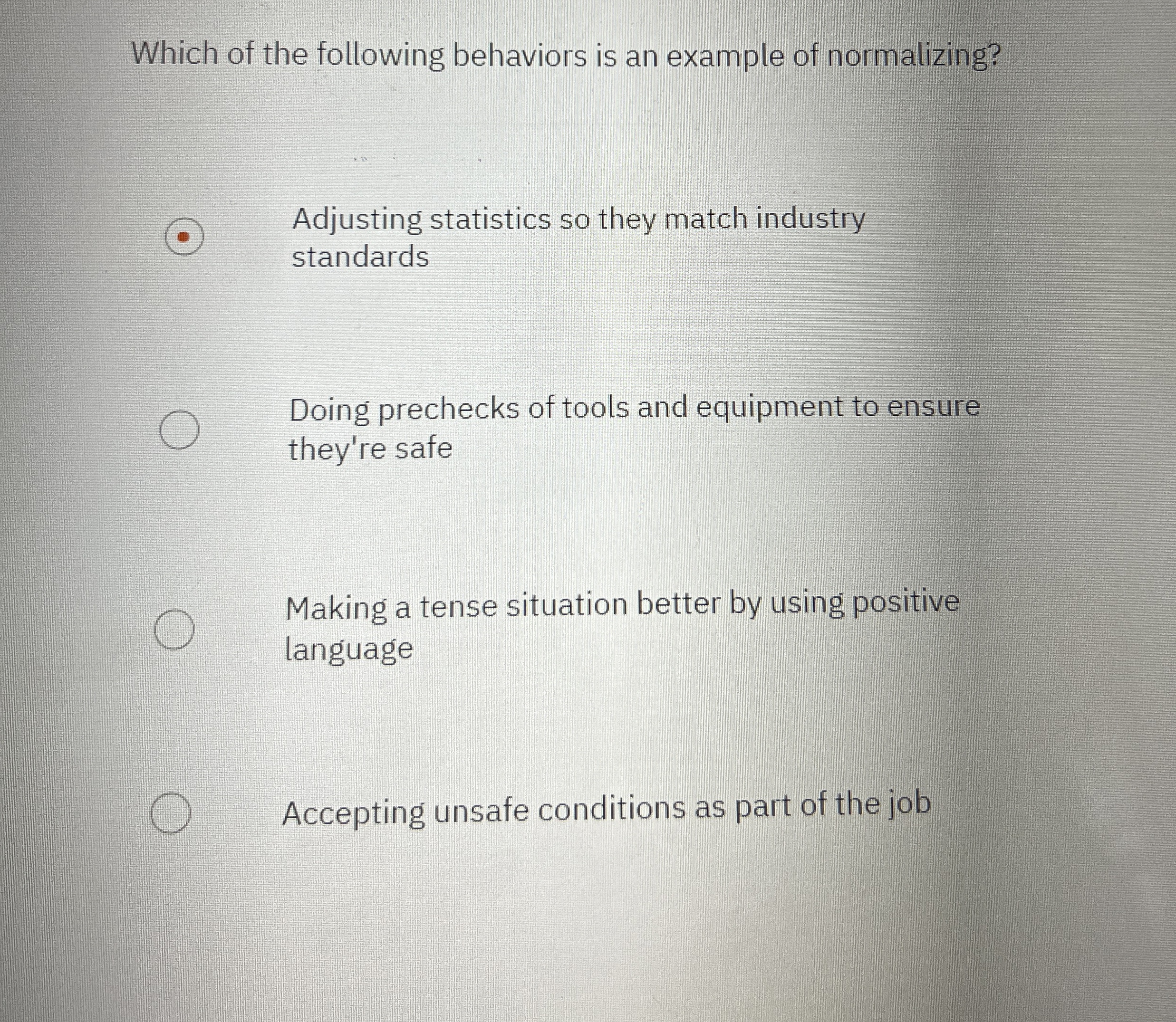 Which of the following behaviors is an example of