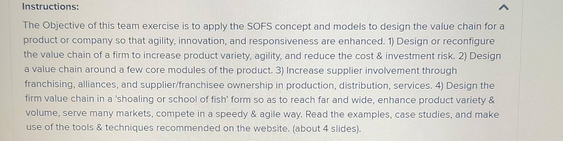 Instructions: The Objective of this team exercise