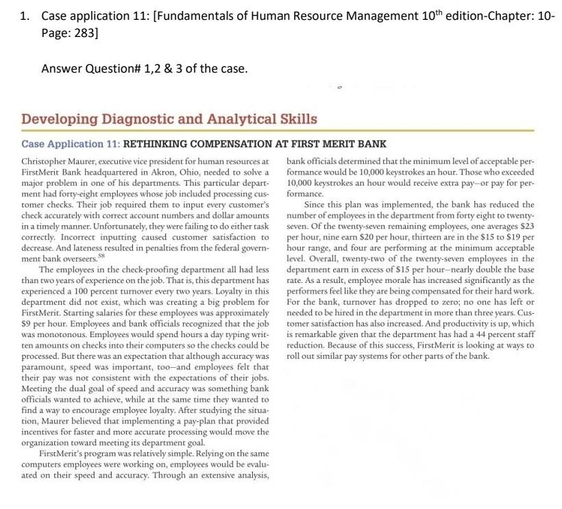 1. Case application 11: (Fundamentals of Human