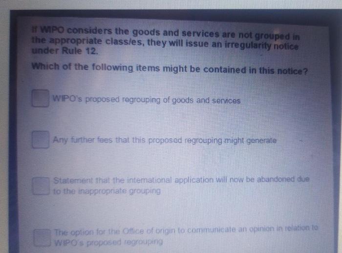 i need solve pleaseeeeee I WIPO considers the