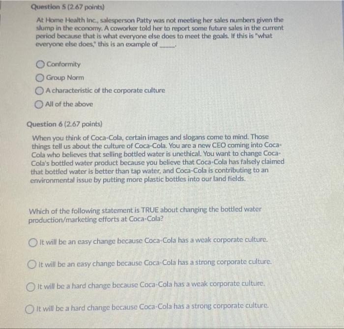 Question 1 (2.67 points) Doris was checking out