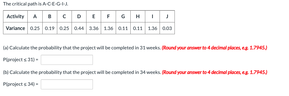 Using the following project information