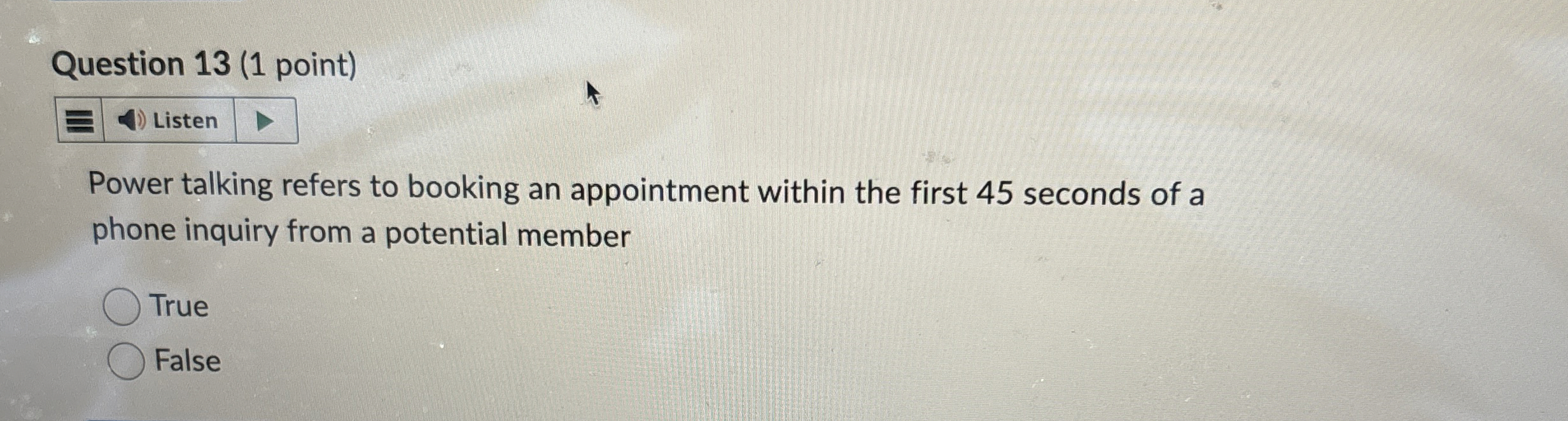 Question 1 3 ( 1 point ) Power talking refers to