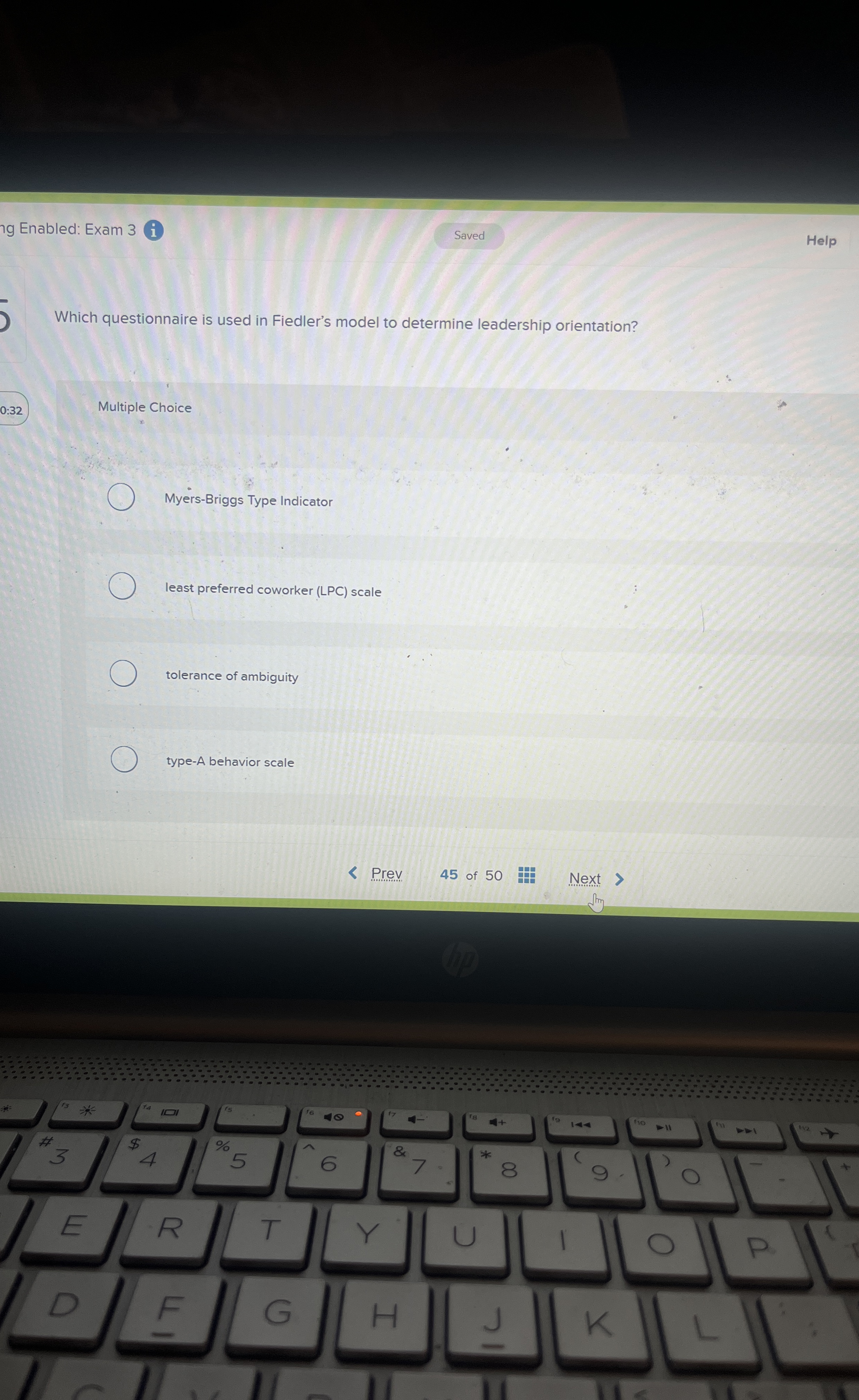 ig Enabled: Exam 3 i . Saved Help Which
