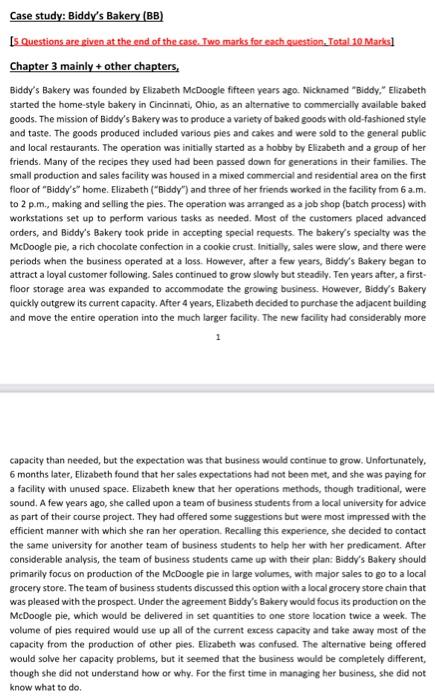 Case study: Biddy's Bakery (10) Tech Chapter 3