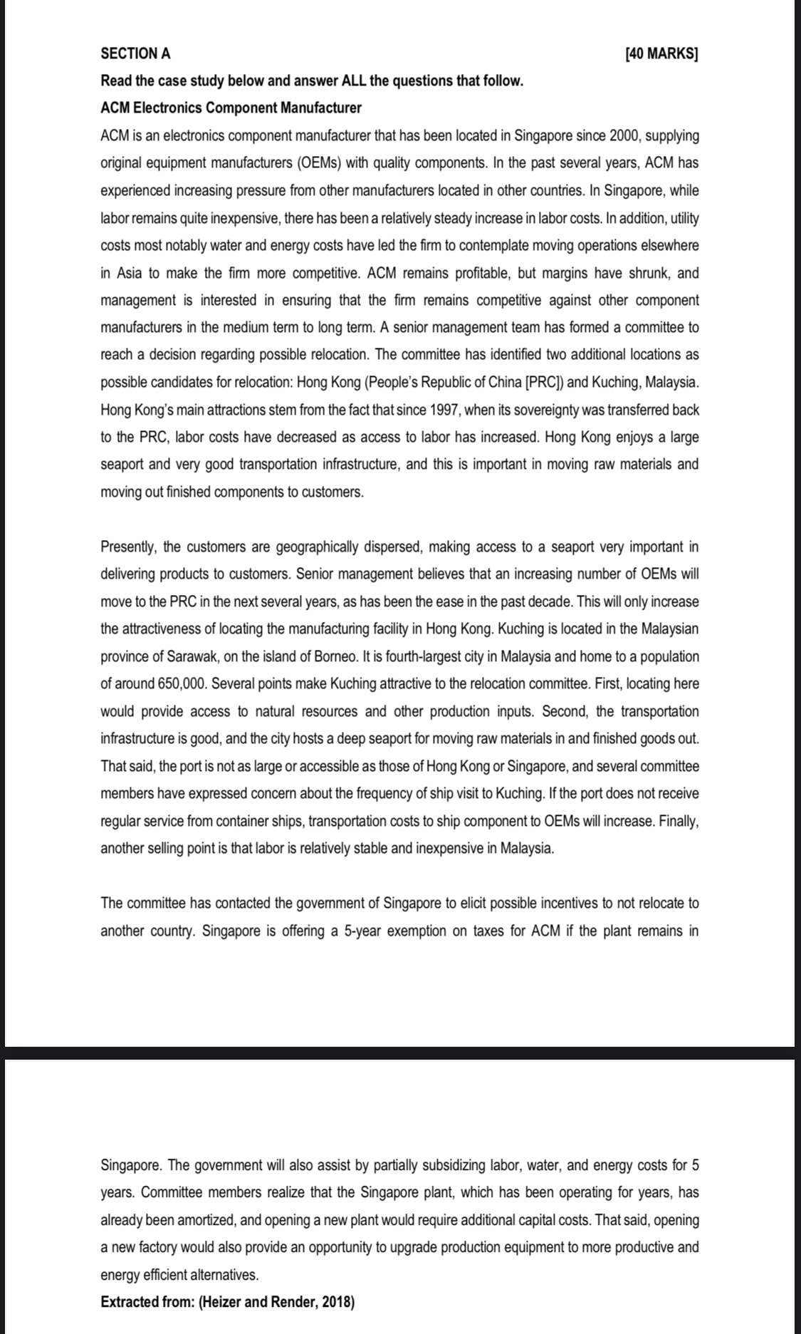 SECTION A [ 4 0 MARKS ] Read the case study below