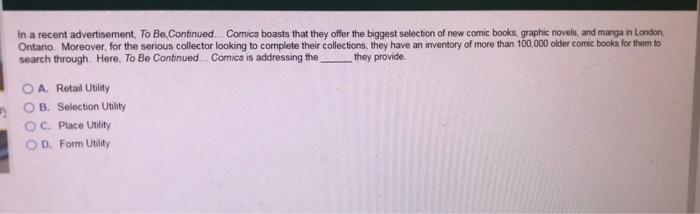 In a recent advertisement To Be Continued Comics