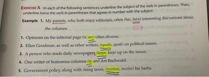 EXERCISE A In each of the following sentences,