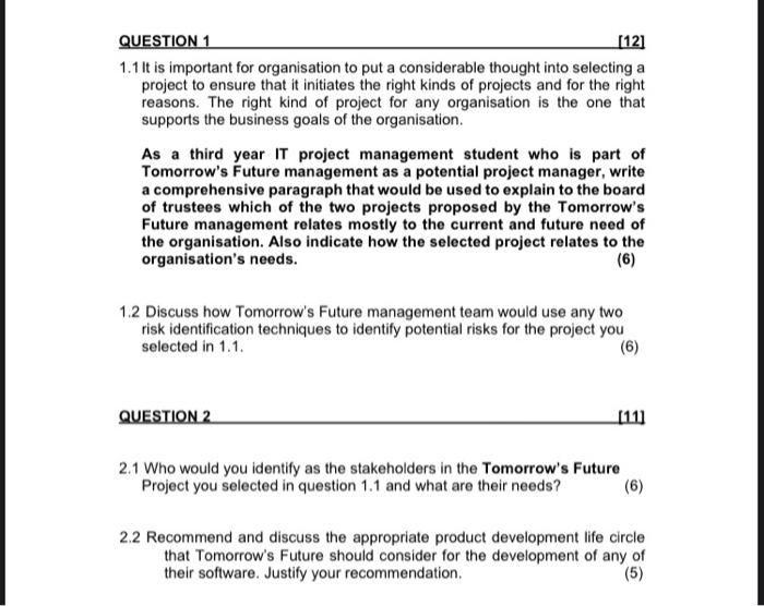 Kindly help with answer to question 2 QUESTION 1