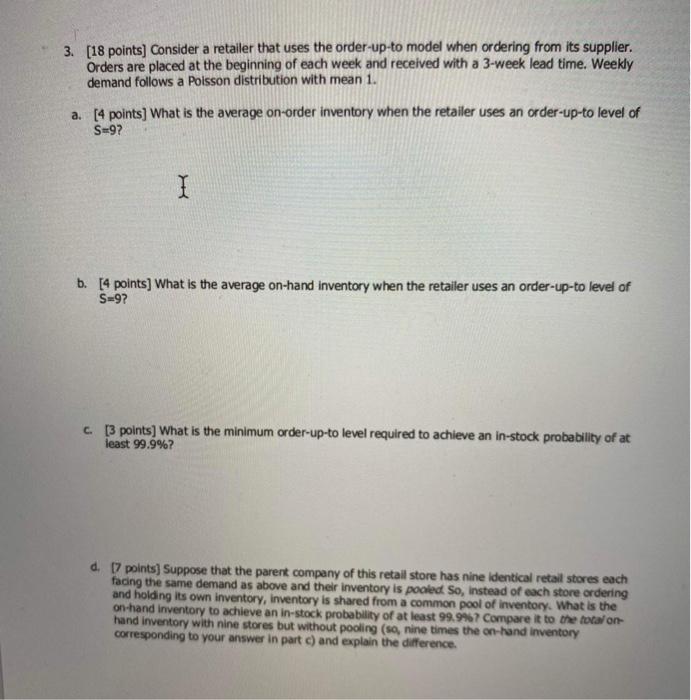 3. [18 points) Consider a retailer that uses the