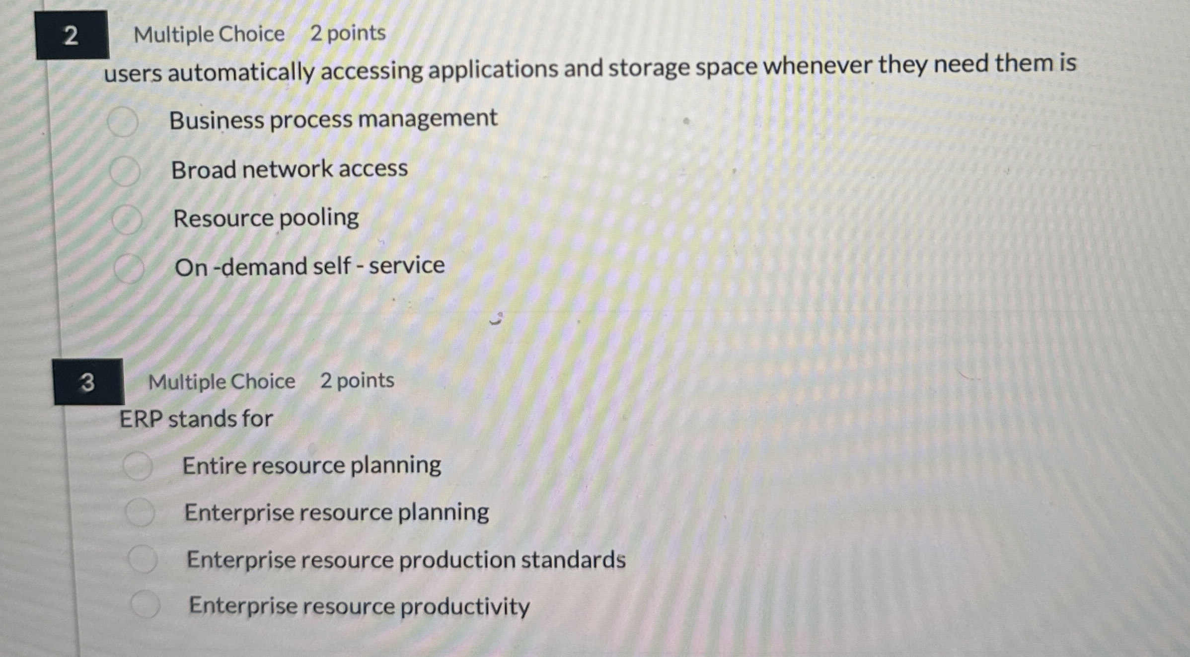 2 Multiple Choice 2 points users automatically