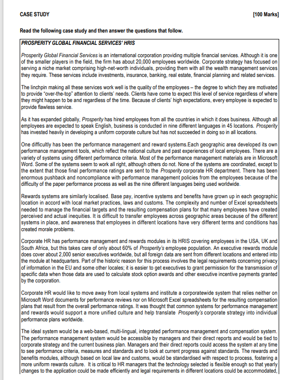 CASE STUDY [100 Marks] Read the following case