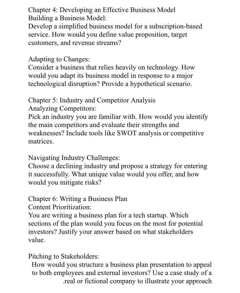 Chapter 4 : Developing an Effective Business