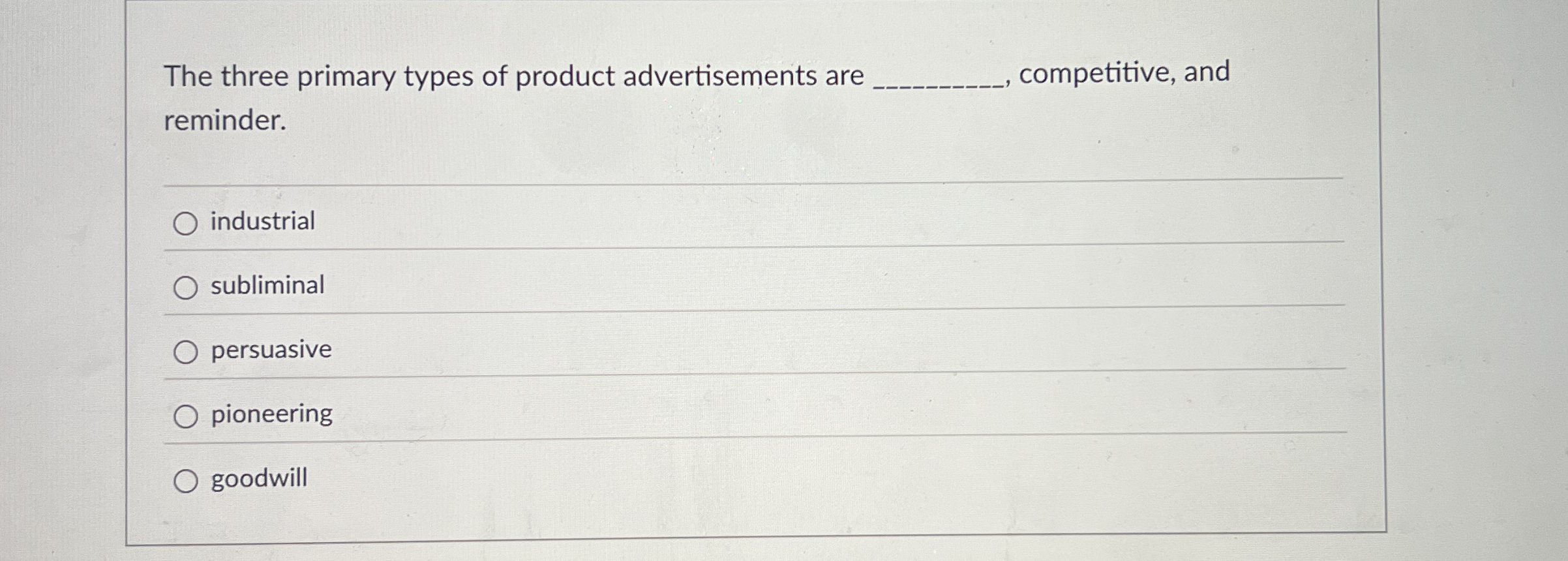 The three primary types of product advertisements