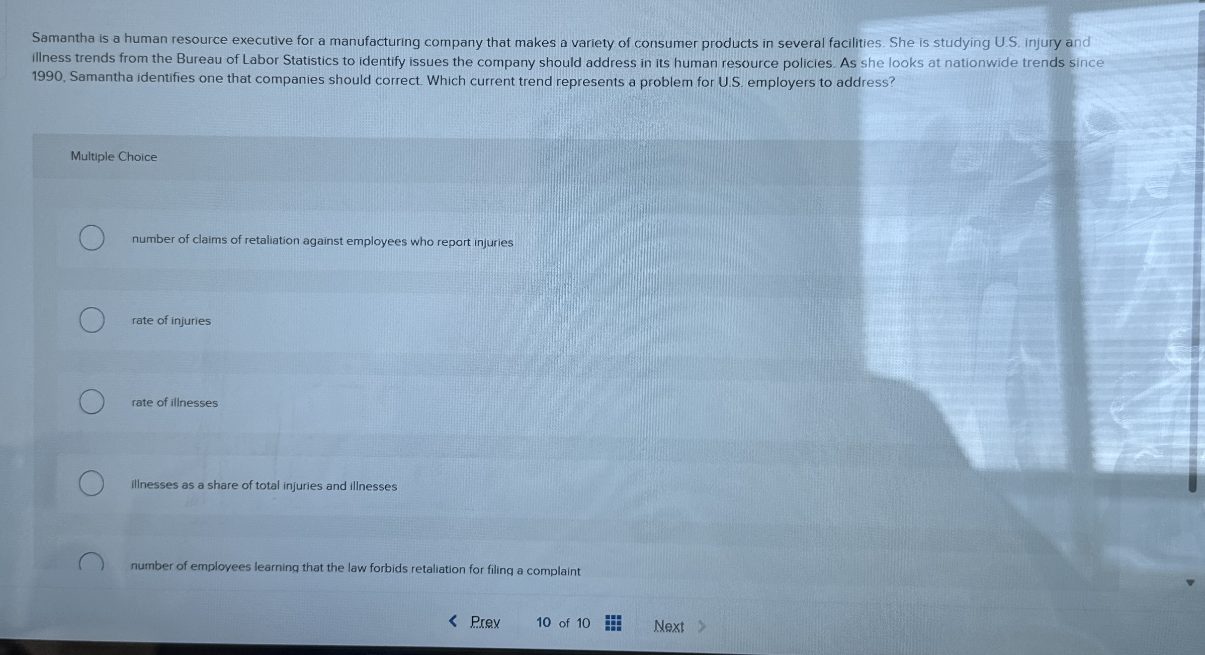 Samantha is a human resource executive for a